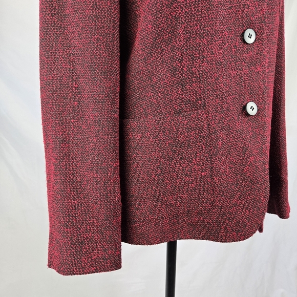 RETRO PETITE SOPHISTICATE Red Tweed three button blazer Size 10 - Picture 3 of 8